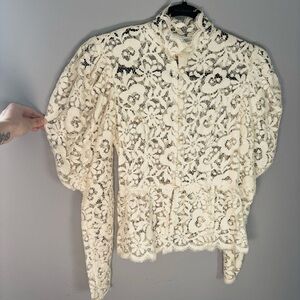 Vintage 70s 80s Jessica McClintock Floral Lace Blouse / 70s does Victorian